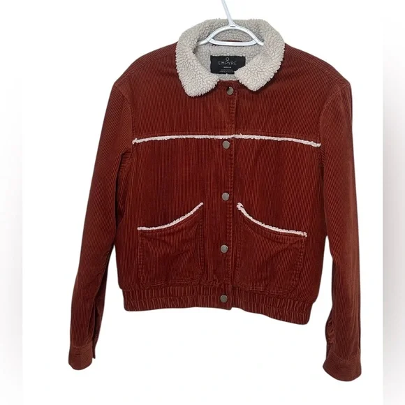 Empyre Rust Corduroy Sherpa Trucker Jacket Faux Shearling Lined Size M - Picture 5 of 7